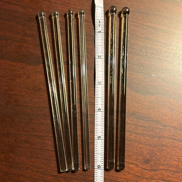 Vintage Clear Glass Stir Sticks Set of 6 - Picture 2 of 4
